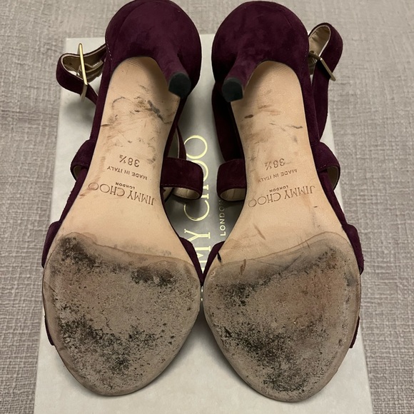 Jimmy Choo Louise heel sandal dark suede hydrangea. - Picture 5 of 5